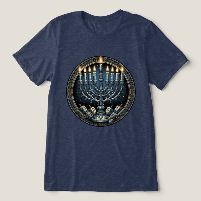Camiseta Triblenda Vintage Hanukkah Menorah (Diseño delantero )
