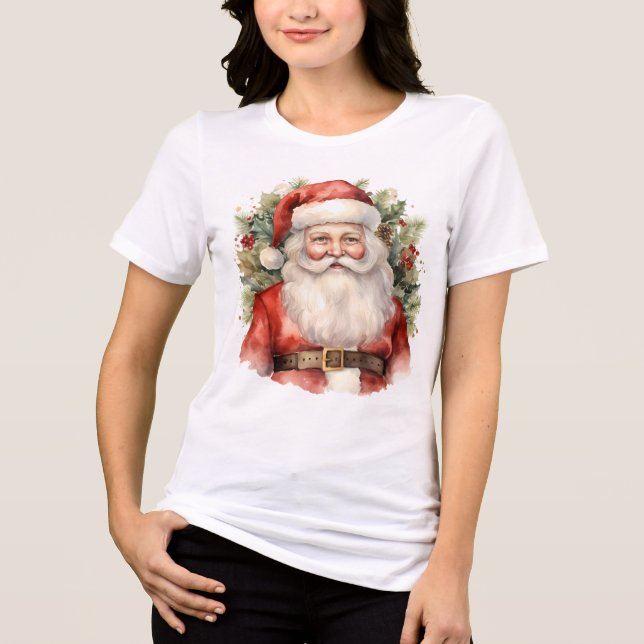 Camiseta Triblenda Vintage Navidad Santa Claus Sonriendo (Anverso)