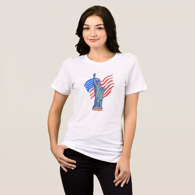 Camiseta Triblenda  Vintage Patriotic 4th of July Design (Anverso Completo)