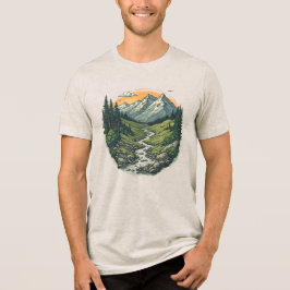 Camiseta Triblenda Vintage Retro Mountain Landscape Hiking Nature