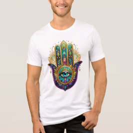 Camiseta Triblenda Violet Green Gold Petals Hamsa Turquoise Third Eye