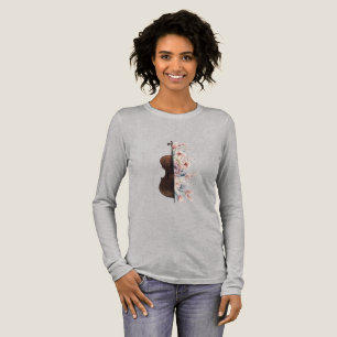 Camiseta Triblenda Violín entre flores. Bouquet de flores.