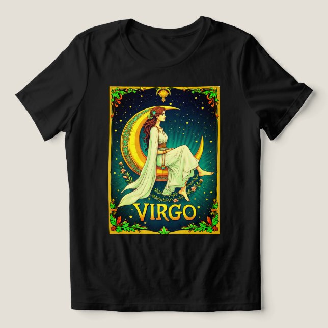 Camiseta Triblenda Virgo Maiden sentada en la luna creciente (Diseño delantero )