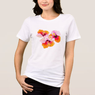 Camiseta Triblenda Viva Aloha Hibisco Flores Tropicales Hawái