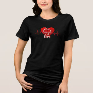 Camiseta Triblenda Viva Ríe Ama Latido Tipografía Roja