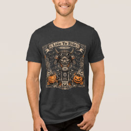 Camiseta Triblenda Vive para Montar Halloween - Samurái Oni Motocicli