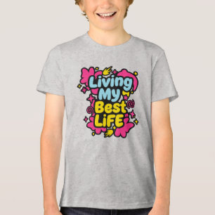 Camiseta Triblenda Viviendo mi mejor vida gráficos de arte pop colori