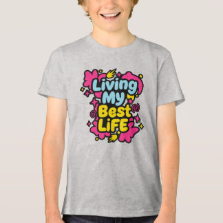 Camiseta Triblenda Viviendo mi mejor vida gráficos de arte pop colori
