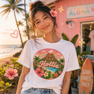 Camiseta Triblenda Volcán Kawaii Tropical Gráfico Caliente
