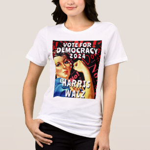 Camiseta Triblenda Votar por la democracia Harris Walz