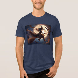 Camiseta Triblenda Vuelo en la luna de bruja de Halloween Steampunk