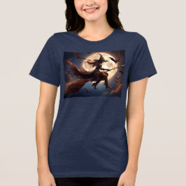 Camiseta Triblenda Vuelo en la luna de bruja de Halloween Steampunk