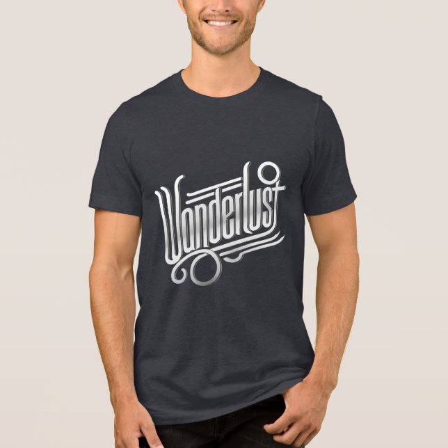 Camiseta Triblenda Wanderlust - Typografía metálica elegante (Anverso)