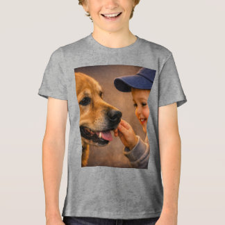 Camiseta Triblenda Warm Moments Boy and Dog – Youth Tri‑Blend T‑Shirt