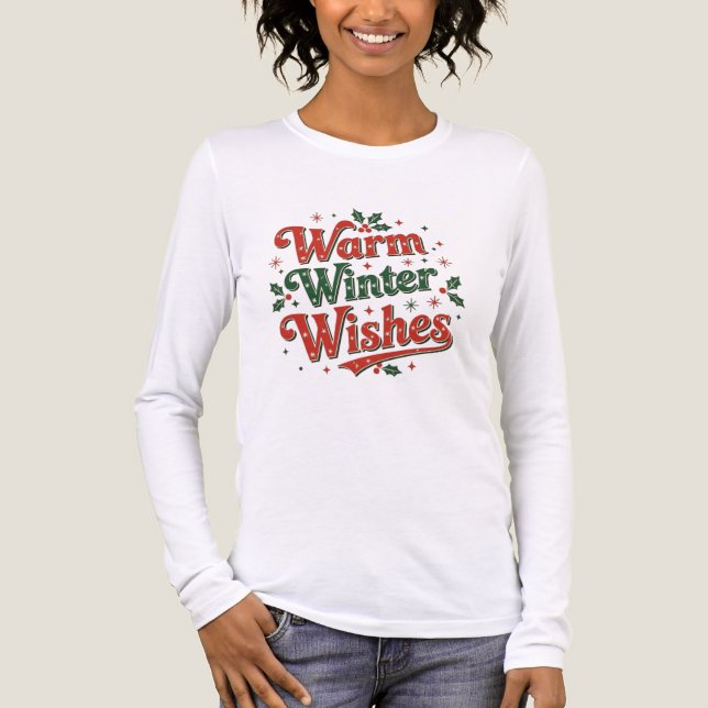 Camiseta Triblenda Warm winter wishesminimal chic Santa christmas tee (Anverso)