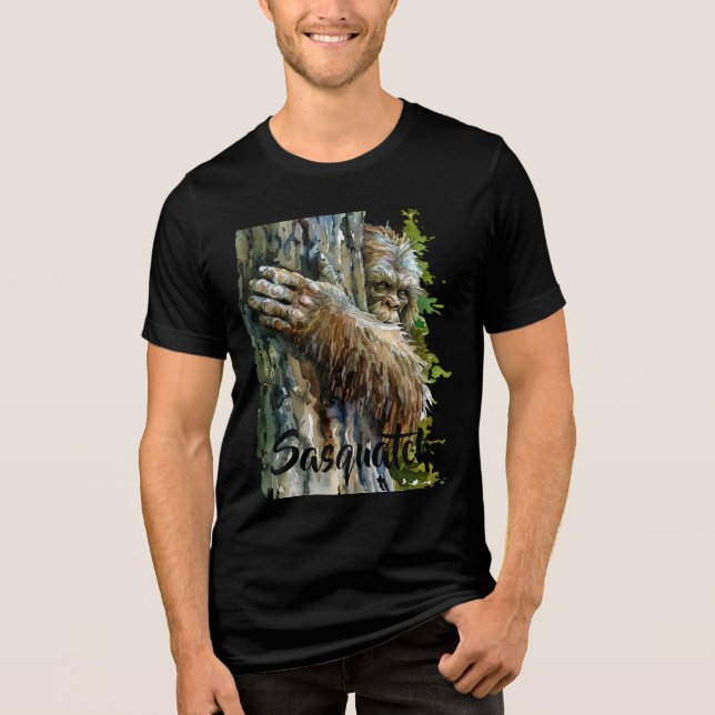 Camiseta Triblenda Watercolor Bigfoot Sasquatch Forest Dweller (Anverso)