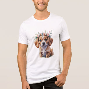 Camiseta Triblenda Watercolor Floral Puppy Tee