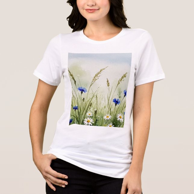 Camiseta Triblenda Watercolor flower illustration (Anverso)