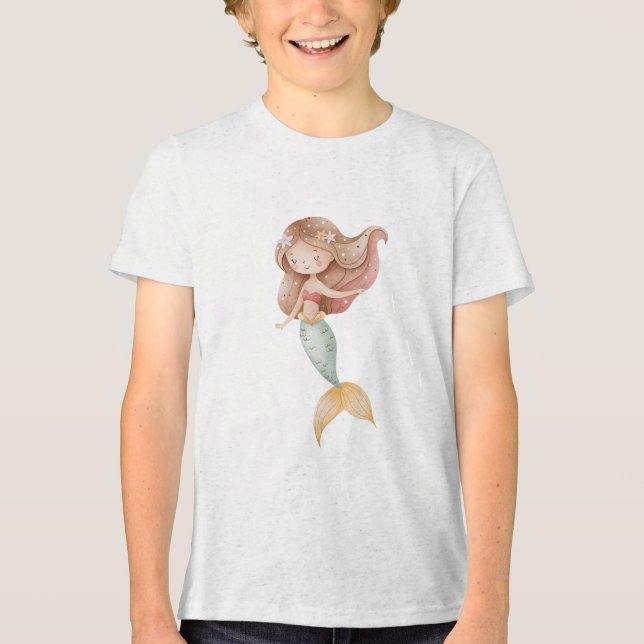 Camiseta Triblenda Watercolor Mermaid Girl Illustration (Anverso)