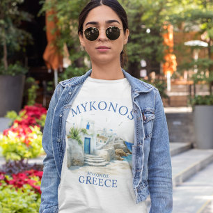 Camiseta Triblenda Watercolor Mykonos Greece Dreamscape