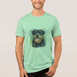 Camiseta Triblenda Watercolor Pet Rottweiler Portrait