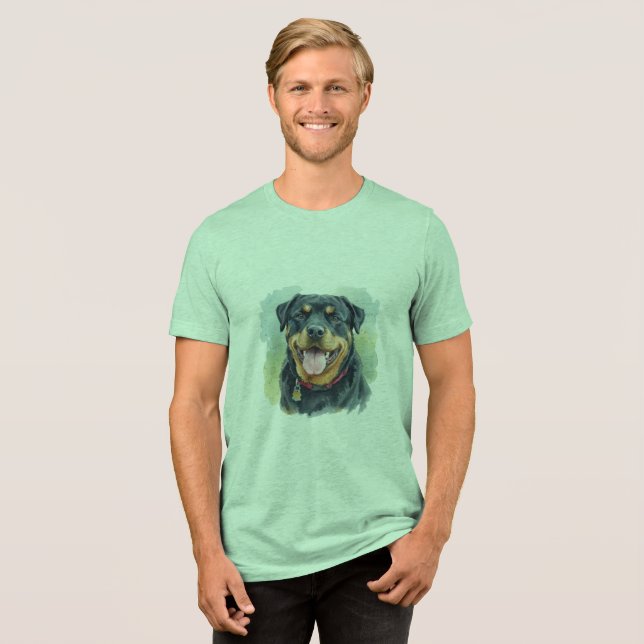 Camiseta Triblenda Watercolor Pet Rottweiler Portrait (Anverso Completa)