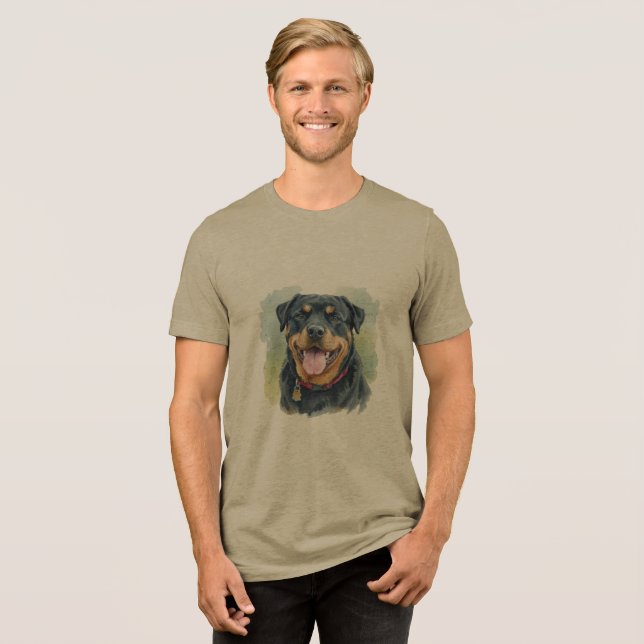 Camiseta Triblenda Watercolor Pet Rottweiler Portrait (Anverso Completa)