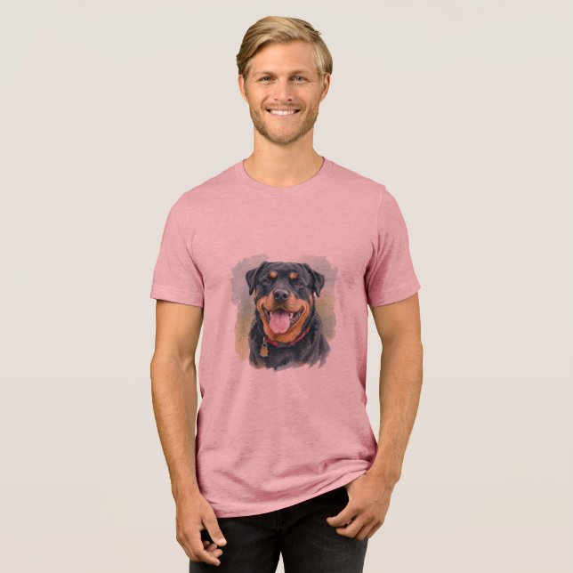 Camiseta Triblenda Watercolor Pet Rottweiler Portrait (Anverso Completa)