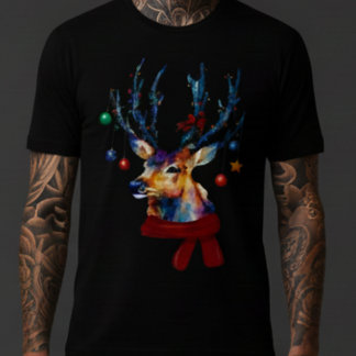 Camiseta Triblenda Watercolor Reindeer Christmas Ornaments Holiday