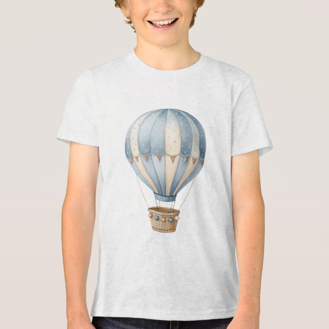 Camiseta Triblenda Watercolor Starry Night Hot Air Balloon Nursery (Anverso)