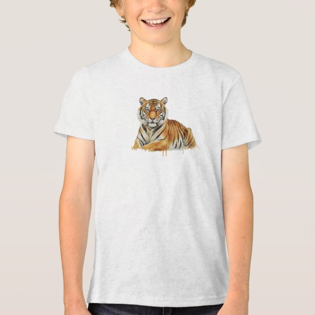 Camiseta Triblenda Watercolor Tiger Illustration – Majestic Wildlife  (Anverso)