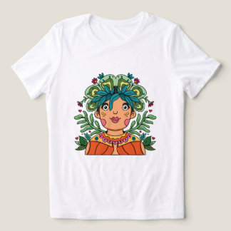 Camiseta Triblenda Whimsical Art Girl with Floral Crown