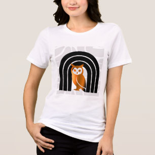 Camiseta Triblenda Whimsical Boho Owl & Tropical Monstera Leaf