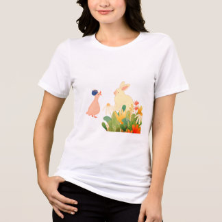 Camiseta Triblenda Whimsical Bunny & Bird in Bloom - Cuidada Primaver