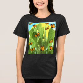 Camiseta Triblenda Whimsical Cactus And Butterflies