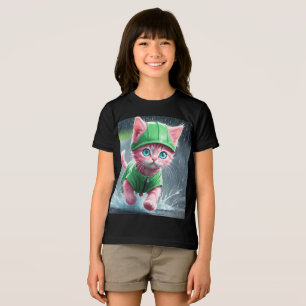 Camiseta Triblenda Whimsical Kitten Rain Run Premium Unisex Youth Tee
