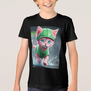 Camiseta Triblenda Whimsical Kitten Rain Run Premium Unisex Youth Tee