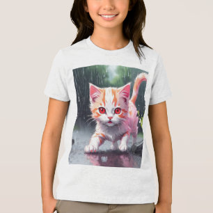 Camiseta Triblenda Whimsical Kitten Rain Run Premium Unisex Youth Tee