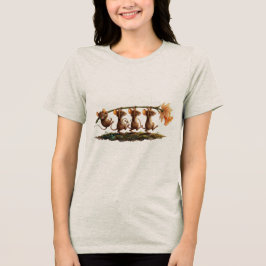 Camiseta Triblenda Whimsical Mice Carrying Daffodil Line Art