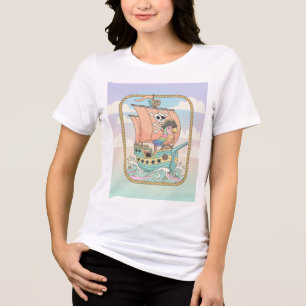 Camiseta Triblenda Whimsical Pirate Ship & Parrot T-Shirt Design - an