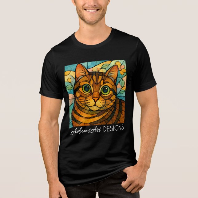 Camiseta Triblenda Whimsical Stained Glass Tabby Cat (Anverso)