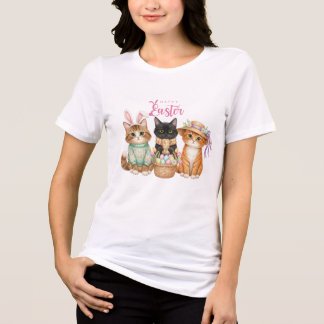 Camiseta Triblenda Whimsical Watercolor Easter Cats Celebration
