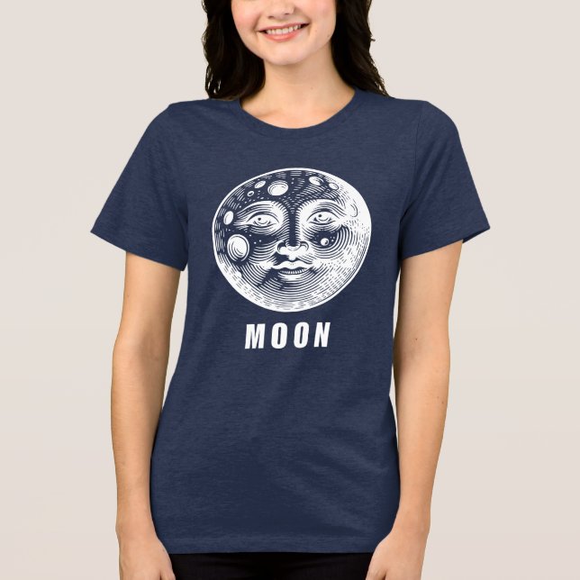 Camiseta Triblenda White and Black Moon Bella+Canvas Women’s Tri-Blen (Anverso)