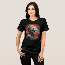 Camiseta Triblenda White Cosmic Dragon in Fiery Storm