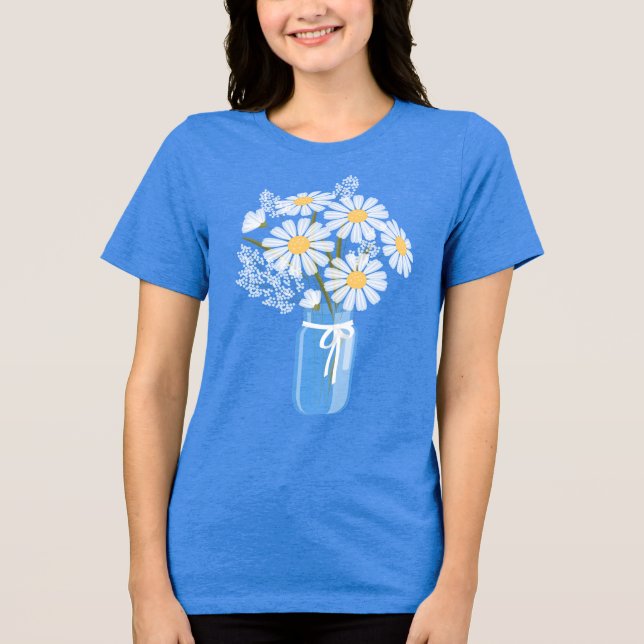Camiseta Triblenda White Daisies Mason Jar Boda (Anverso)