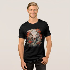 Camiseta Triblenda White Dragon Spirit with Crimson Peonies