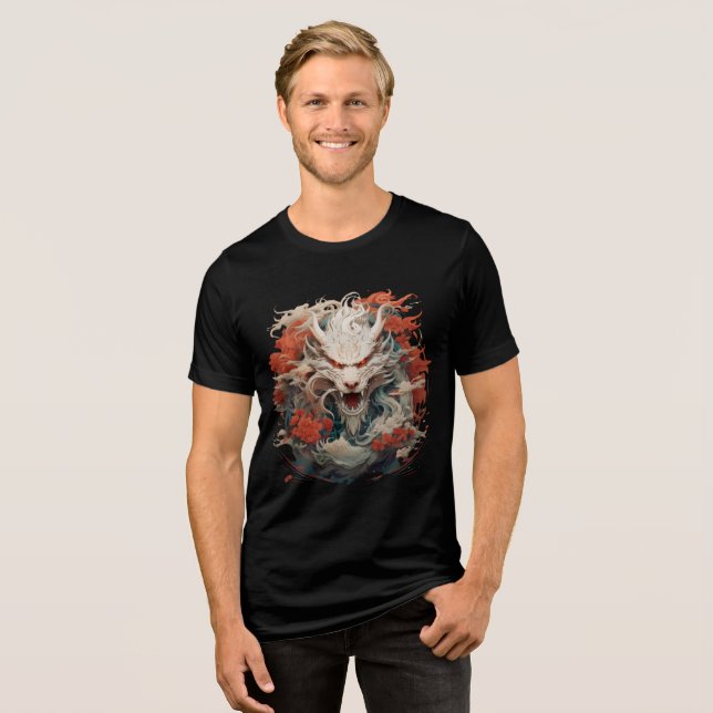 Camiseta Triblenda White Dragon Spirit with Crimson Peonies (Anverso Completo)