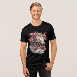 Camiseta Triblenda White Dragon with Blossoms Fantasy Art