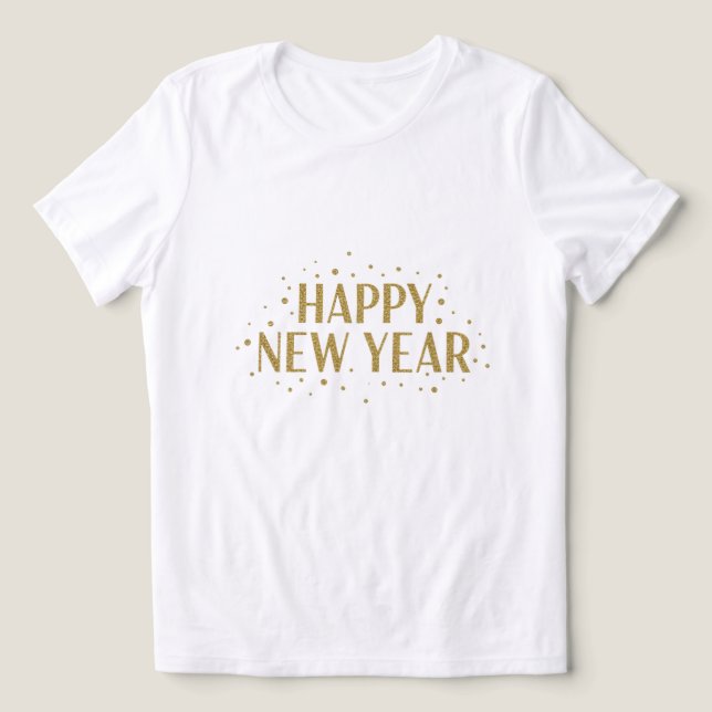 Camiseta Triblenda  🎉 White Gold Happy New Year T-Shirt  (Diseño delantero )