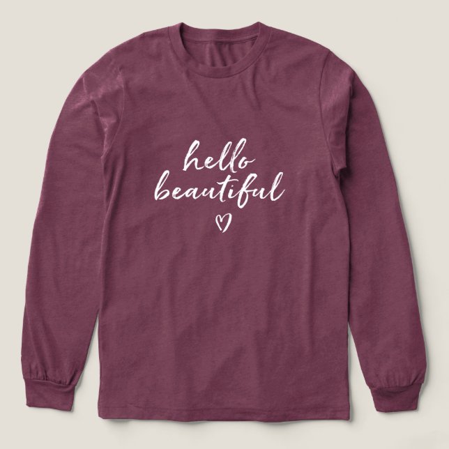 Camiseta Triblenda White Hello Beautiful Inspirational Quote Heart (Diseño traserp)